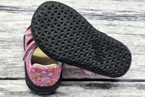 JONAP - barefoot sandálky FELLA RŮŽOVÁ MOTÝLCI