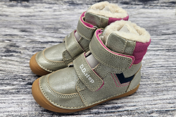 DD STEP - zimní boty W063-52804DM CHAMPAGNE (dívčí)