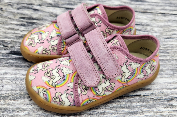 FRODDO Barefoot - textilní boty, tenisky, plátěnky WHITE/PINK