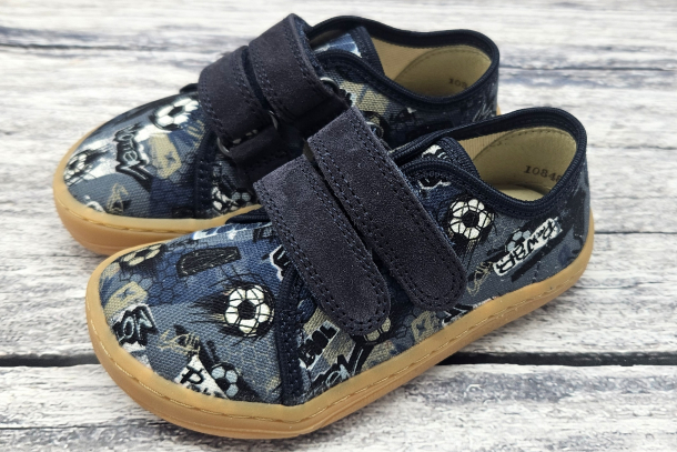 FRODDO Barefoot - textilní boty, tenisky, plátěnky GREY/BLUE