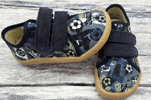 FRODDO Barefoot - textilní boty, tenisky, plátěnky GREY/BLUE