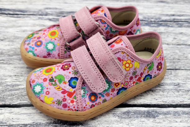 FRODDO Barefoot - textilní boty, tenisky, plátěnky PINK+