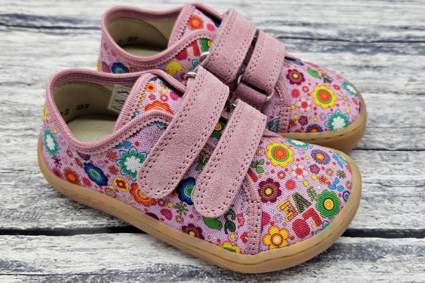 FRODDO Barefoot - textilní boty, tenisky, plátěnky PINK+