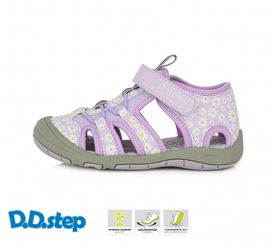 DD STEP - letní boty, sportovní sandály G065, MAUVE kytky