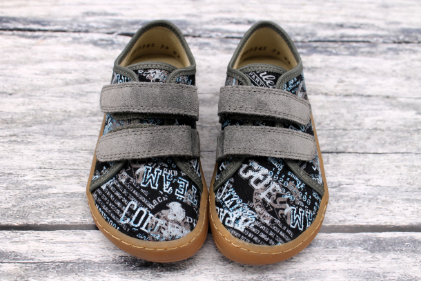 FRODDO Barefoot - textilní boty, tenisky, plátěnky BLACK/GREY