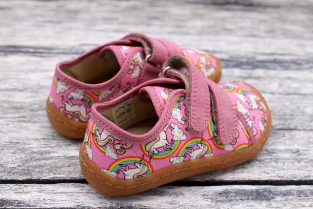 FRODDO Barefoot - textilní boty, tenisky, plátěnky WHITE/PINK