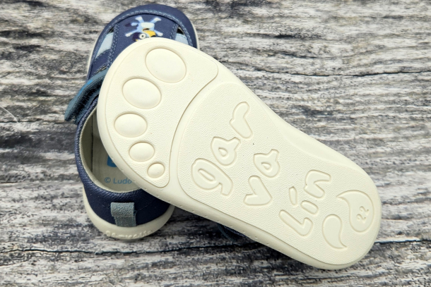 GARVALÍN - letní barefootové textilní boty sandály INDIGO Bluey