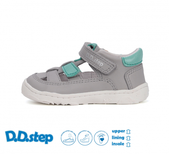 DD STEP - letní barefoot boty, sandály 077 DOVE GREY