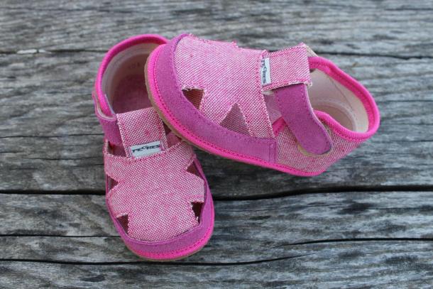 PEGRES - textilní BOSÉ sandálky, růžové