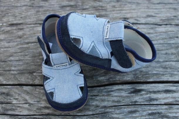 PEGRES - textilní BOSÉ sandálky, modrá