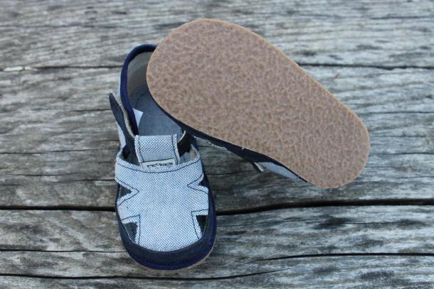 PEGRES - textilní BOSÉ sandálky, modrá