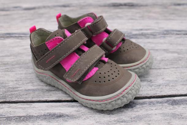RICOSTA - nízké kožené perforované sportovní boty CHAPP Graphit/Neon Pink