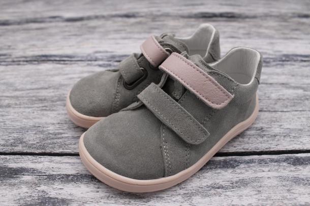 BABY BARE - celoroční kožené boty Febo Spring, GREY/PINK