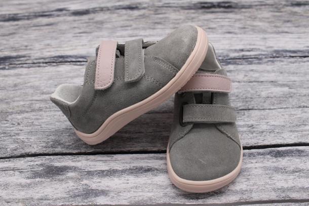 BABY BARE - celoroční kožené boty Febo Spring, GREY/PINK