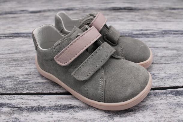 BABY BARE - celoroční kožené boty Febo Spring, GREY/PINK