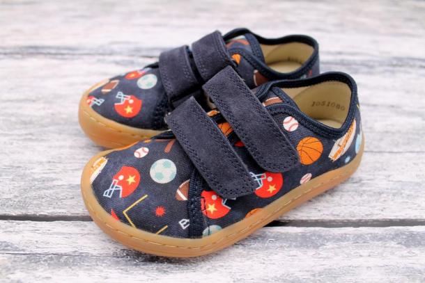 FRODDO Barefoot - textilní boty, tenisky, plátěnky BLUE +