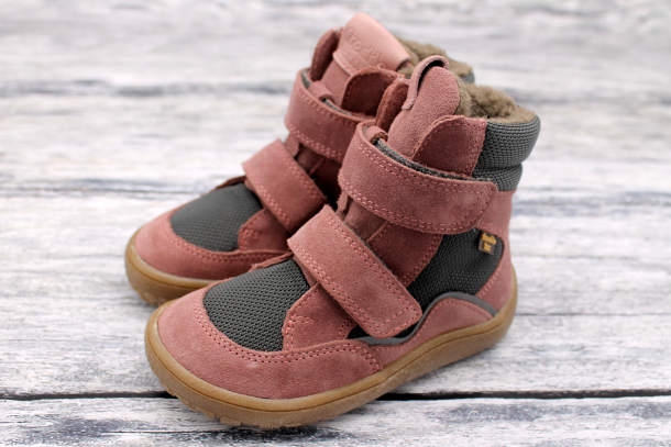 FRODDO - vyšší barefoot zimní boty s membránou 2022, GREY/ PINK