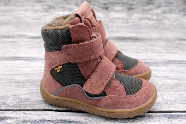 FRODDO - vyšší barefoot zimní boty s membránou 2022, GREY/ PINK