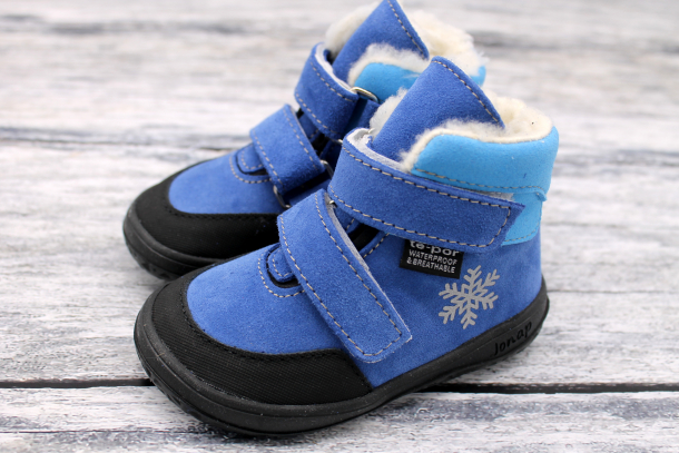 JONAP - kožené zimní boty s membránou JERRY SVĚTLE MODRÁ VLOČKA
