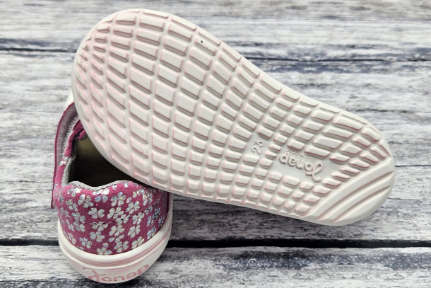 JONAP - barefoot sandálky B9 SLIM, RŮŽOVÁ KYTKY