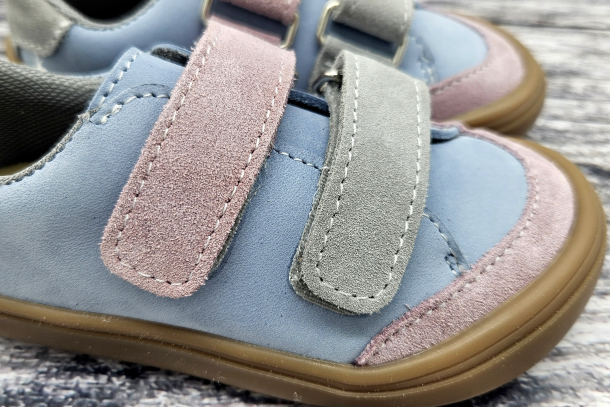 JONAP - nízké kožené boty JOY KIDS, ŠEDO-STARORŮŽOVÁ