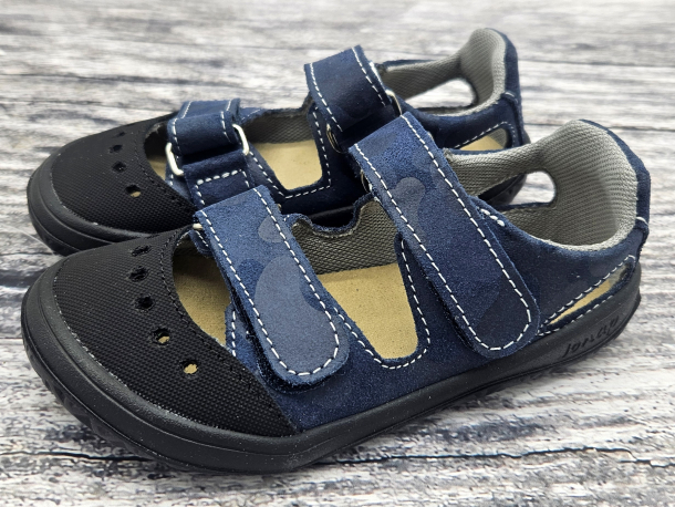 JONAP - barefoot sandálky FELLA MODRÝ MASKÁČ