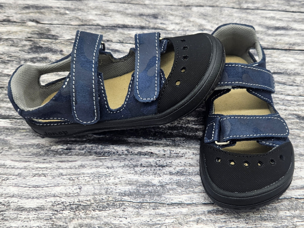 JONAP - barefoot sandálky FELLA MODRÝ MASKÁČ