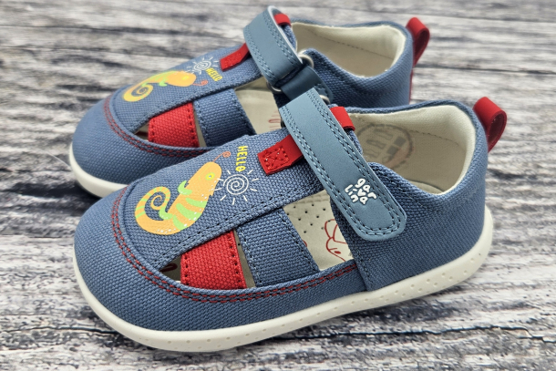 GARVALÍN - letní barefootové textilní boty sandály INDIGO Chameleon