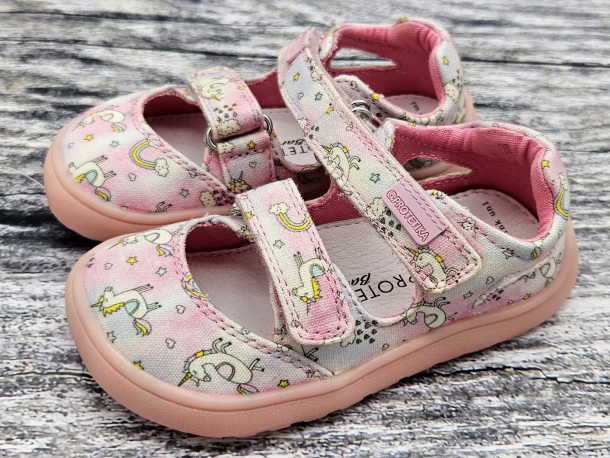 PROTETIKA - letní obuv, TEXTILNÍ sandály TAFI PINK UNICORN