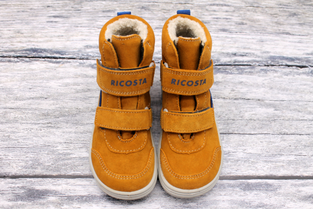 RICOSTA - zimní kožené barefoot boty s membránou JARI MUSTARD
