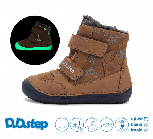 DD STEP - zimní boty W063-52130AM CHOCOLATE (kluk)