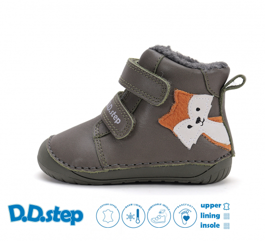 DD STEP - zimní boty W070-52301B, KHAKI (kluk)