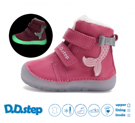 DD STEP - zimní boty W073-52684B, DARK PINK (holka)