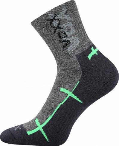 VOXX - ponožky WALLI, šedá + zelený proužek